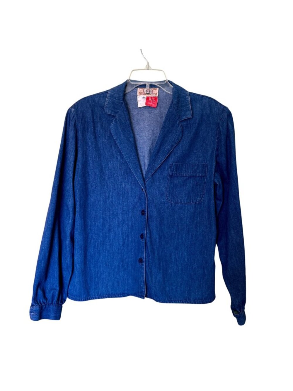 Vintage BIS Denim Shirt Women's Size 44 - US 12 Blazer Style Long Sleeved 1980s